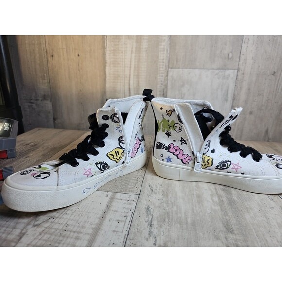 Art Class Kids High Top Sneakers Size 2 Youth White Black Zip Lace Converse Sty - Picture 4 of 8